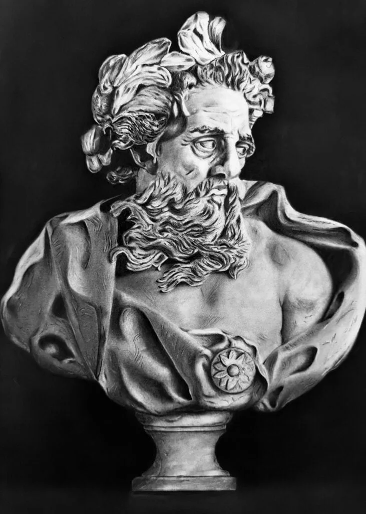 Bust of Neptune, Neptune was the Roman god of waters and seas, who controlled winds and storms. Also known as Neptunus Equester, he was recognized as a god of horses and horsemanship, as well as patron of horse racing, a popular form of entertainment for the ancient Romans. Sculpture by 'Lambert-Sigisbert Adam' (10 October 1700 – 12 May 1759) Zerabavel (John Thomas)