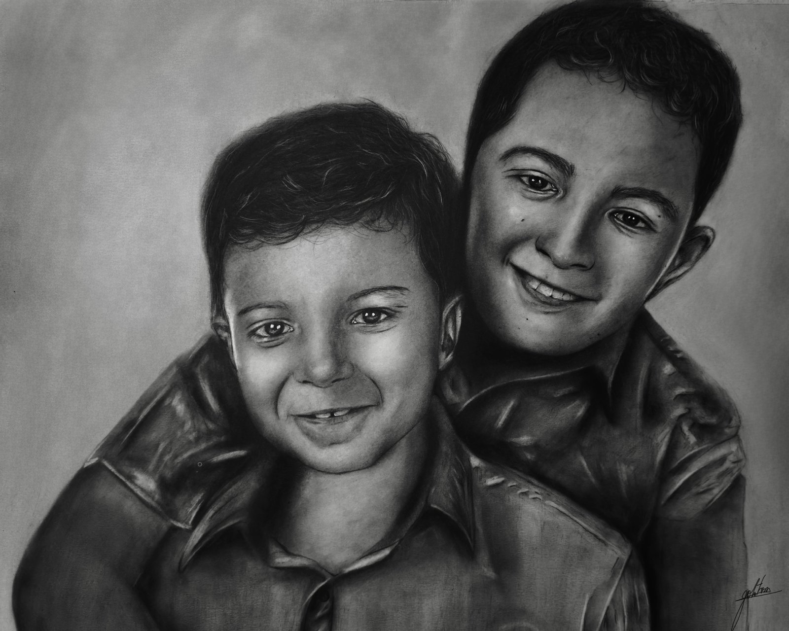 Originals Finished this charcoal portrait of two amazing brothers for a friend. Loved capturing their bond in this one.